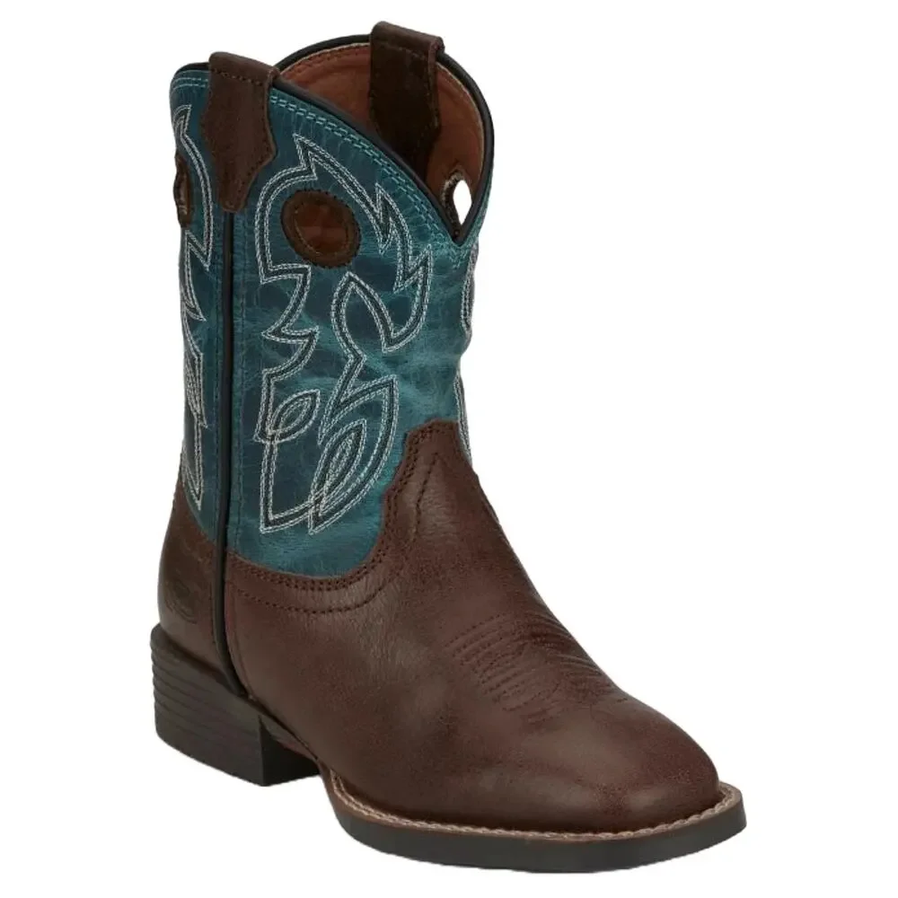 Justin Children's Bowline Junior Sapphire Blue Western Boots, Size 4